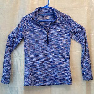 UNDER ARMOUR BLUE LONG SLEEVE ZIP-NECK WORKOUT TOP TRACK JACKET - EUC